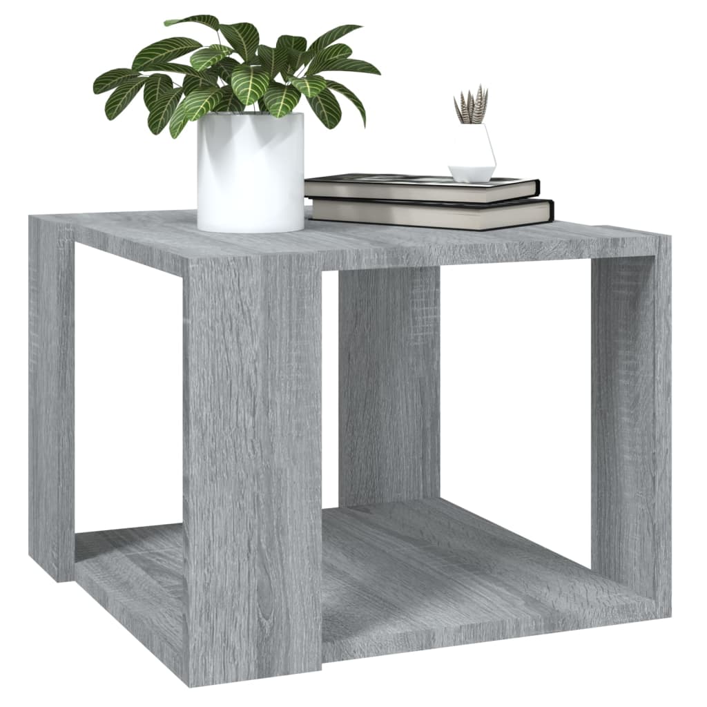 Salontafel 40x40x30 cm bewerkt hout grijs sonoma eikenkleurig is nu te koop bij PeponiXL, paradijselijk wonen!