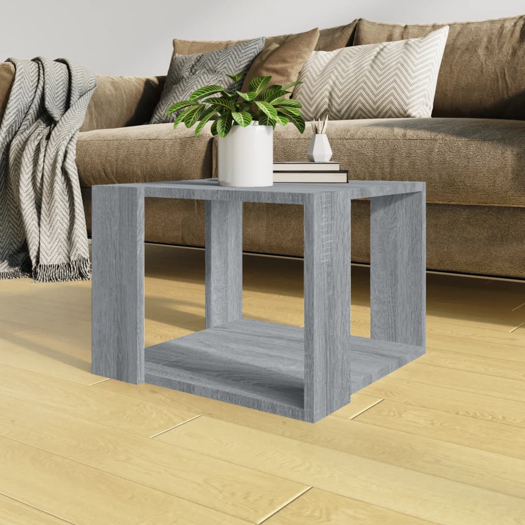 Salontafel 40x40x30 cm bewerkt hout grijs sonoma eikenkleurig is nu te koop bij PeponiXL, paradijselijk wonen!