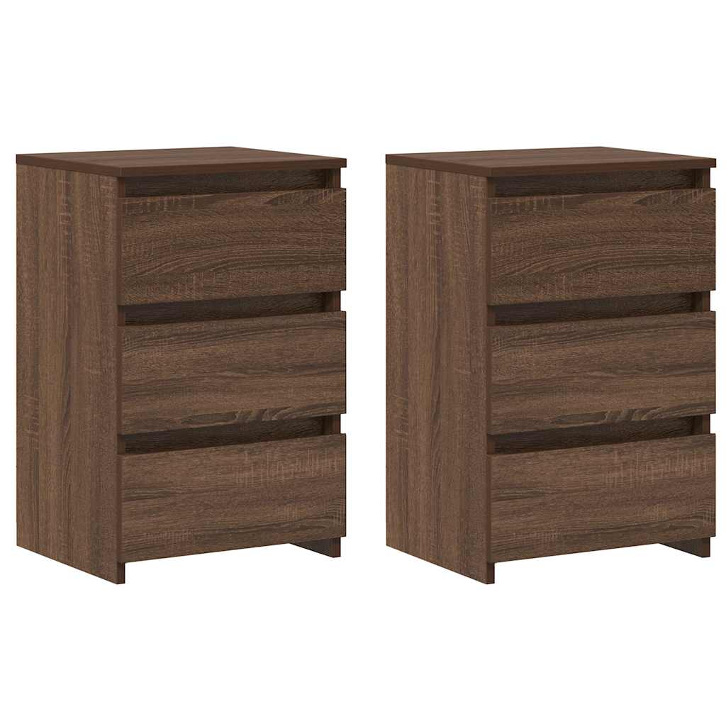 Nachtkastjes 2 st 40x35x62,5 cm bewerkt hout bruin eikenkleur is nu te koop bij PeponiXL, paradijselijk wonen!