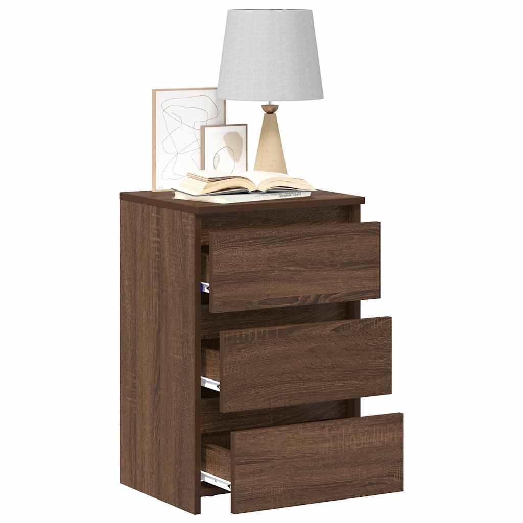 Nachtkastjes 2 st 40x35x62,5 cm bewerkt hout bruin eikenkleur is nu te koop bij PeponiXL, paradijselijk wonen!