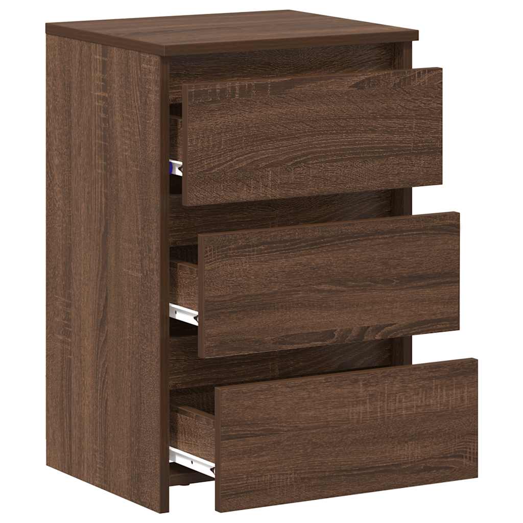 Nachtkastjes 2 st 40x35x62,5 cm bewerkt hout bruin eikenkleur is nu te koop bij PeponiXL, paradijselijk wonen!
