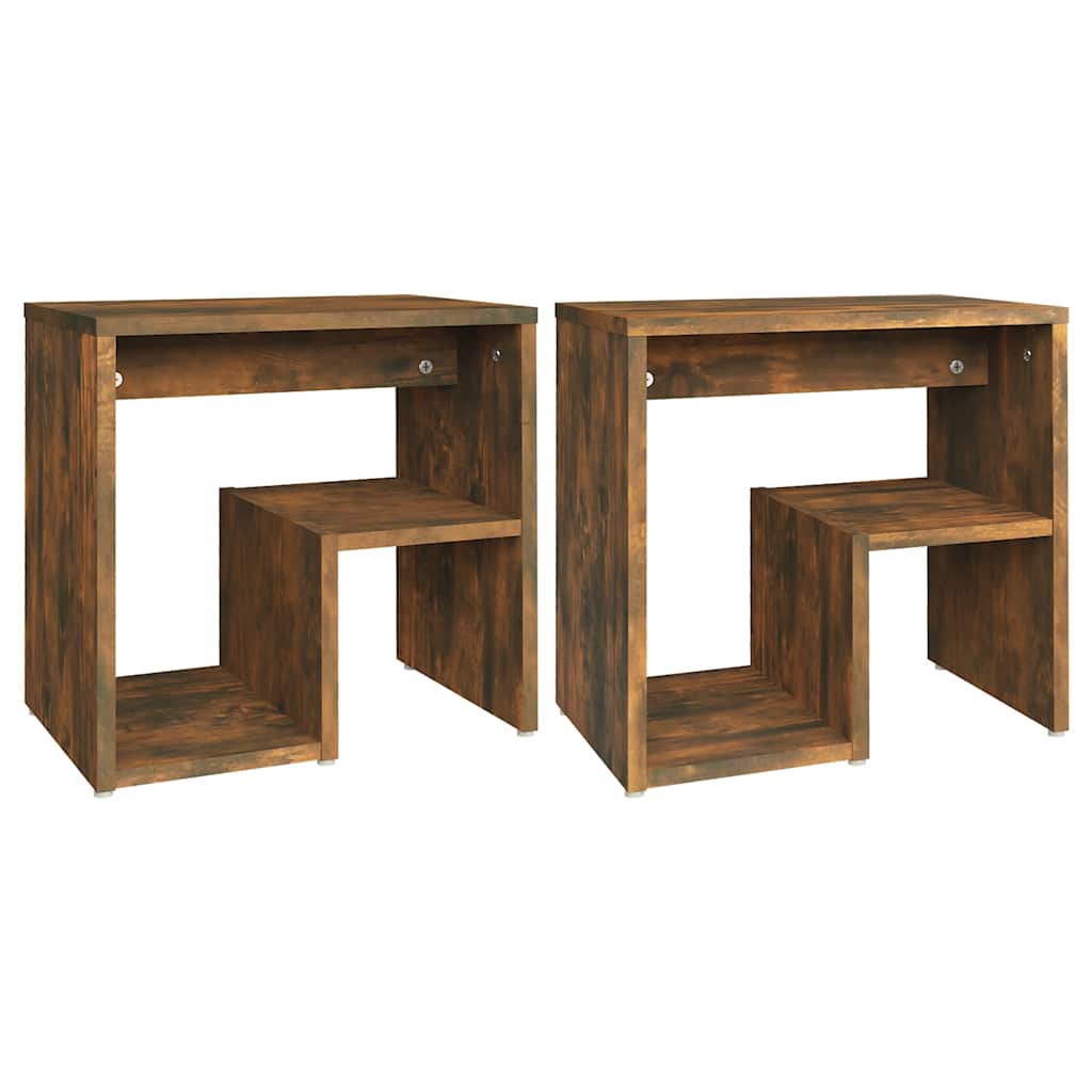 Nachtkastjes 2 st 40x30x40 cm bewerkt hout gerookt eikenkleurig is nu te koop bij PeponiXL, paradijselijk wonen!