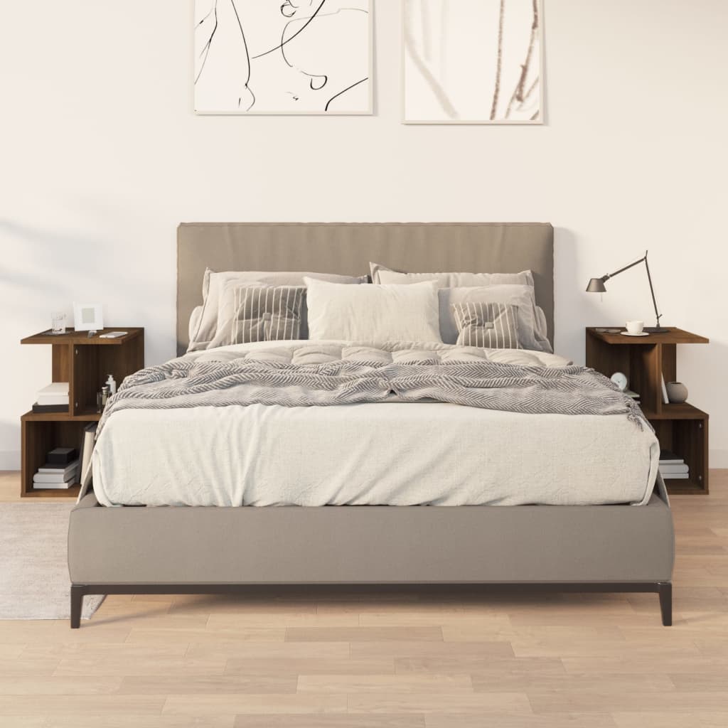 Nachtkastjes 2 st 35x35x55 cm bewerkt hout bruin eikenkleur is nu te koop bij PeponiXL, paradijselijk wonen!