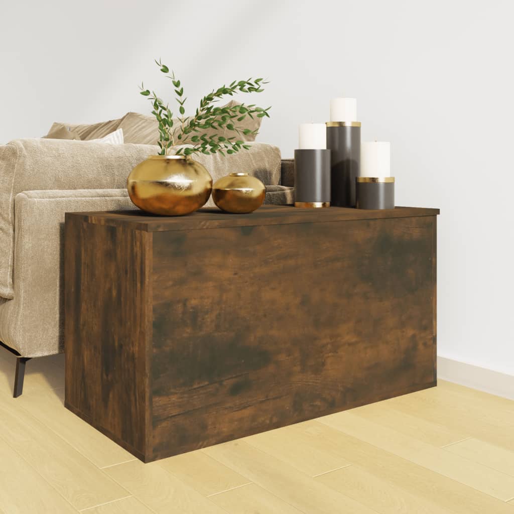 Opbergkist 84x42x46 cm bewerkt hout gerookt eikenkleurig is nu te koop bij PeponiXL, paradijselijk wonen!