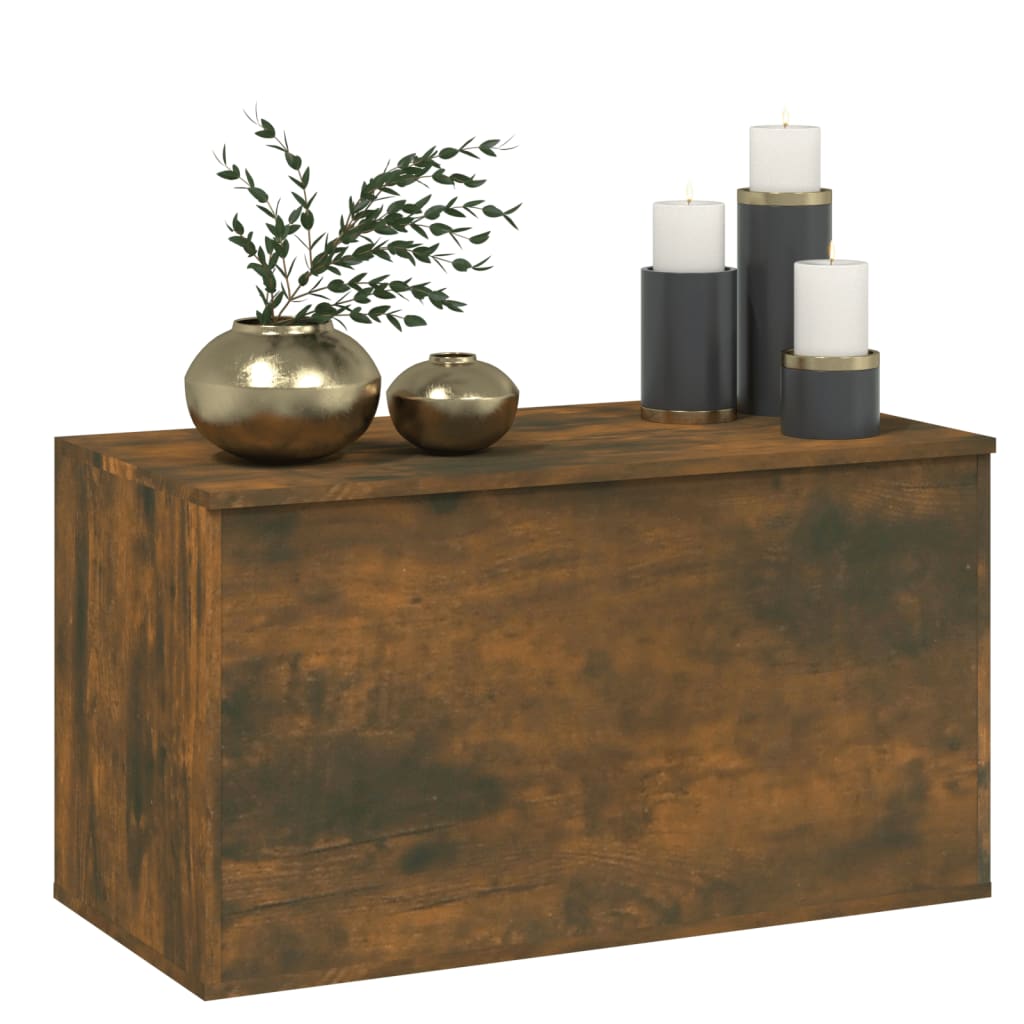 Opbergkist 84x42x46 cm bewerkt hout gerookt eikenkleurig is nu te koop bij PeponiXL, paradijselijk wonen!