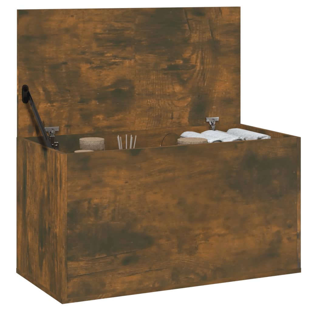 Opbergkist 84x42x46 cm bewerkt hout gerookt eikenkleurig is nu te koop bij PeponiXL, paradijselijk wonen!