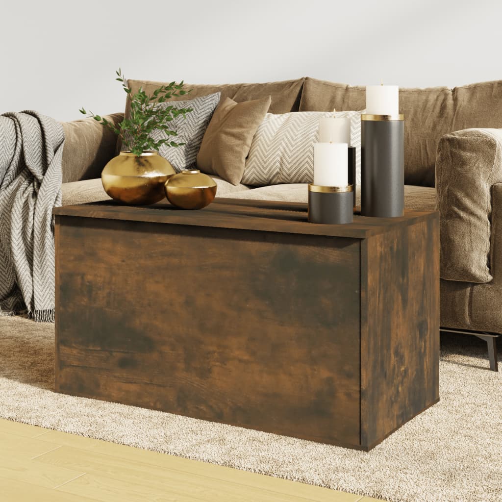Opbergkist 84x42x46 cm bewerkt hout gerookt eikenkleurig is nu te koop bij PeponiXL, paradijselijk wonen!