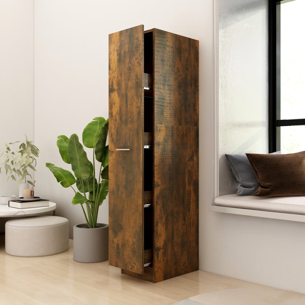 Apothekerskast 30x42,5x150 cm bewerkt hout gerookt eikenkleurig is nu te koop bij PeponiXL, paradijselijk wonen!