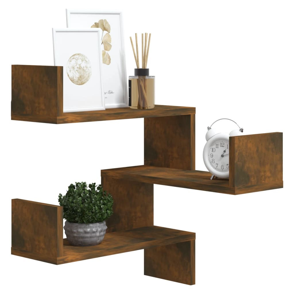 Hoekwandschap 40x40x50 cm bewerkt hout gerookt eikenkleurig is nu te koop bij PeponiXL, paradijselijk wonen!