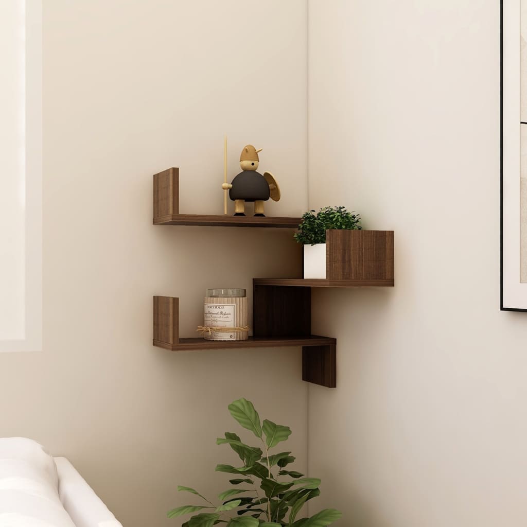Hoekwandschap 40x40x50 cm bewerkt hout bruin eikenkleur is nu te koop bij PeponiXL, paradijselijk wonen!