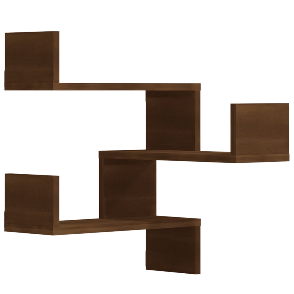 Hoekwandschappen 2 st 40x40x50 cm bewerkt hout bruin eikenkleur is nu te koop bij PeponiXL, paradijselijk wonen!