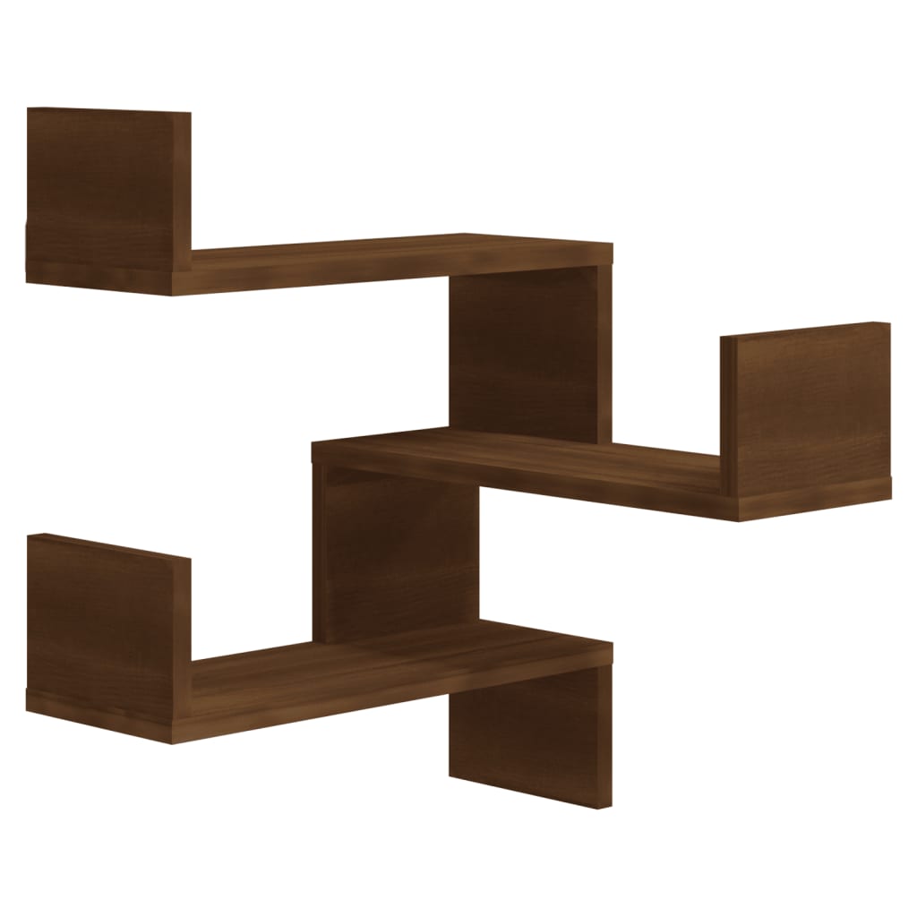 Hoekwandschappen 2 st 40x40x50 cm bewerkt hout bruin eikenkleur is nu te koop bij PeponiXL, paradijselijk wonen!
