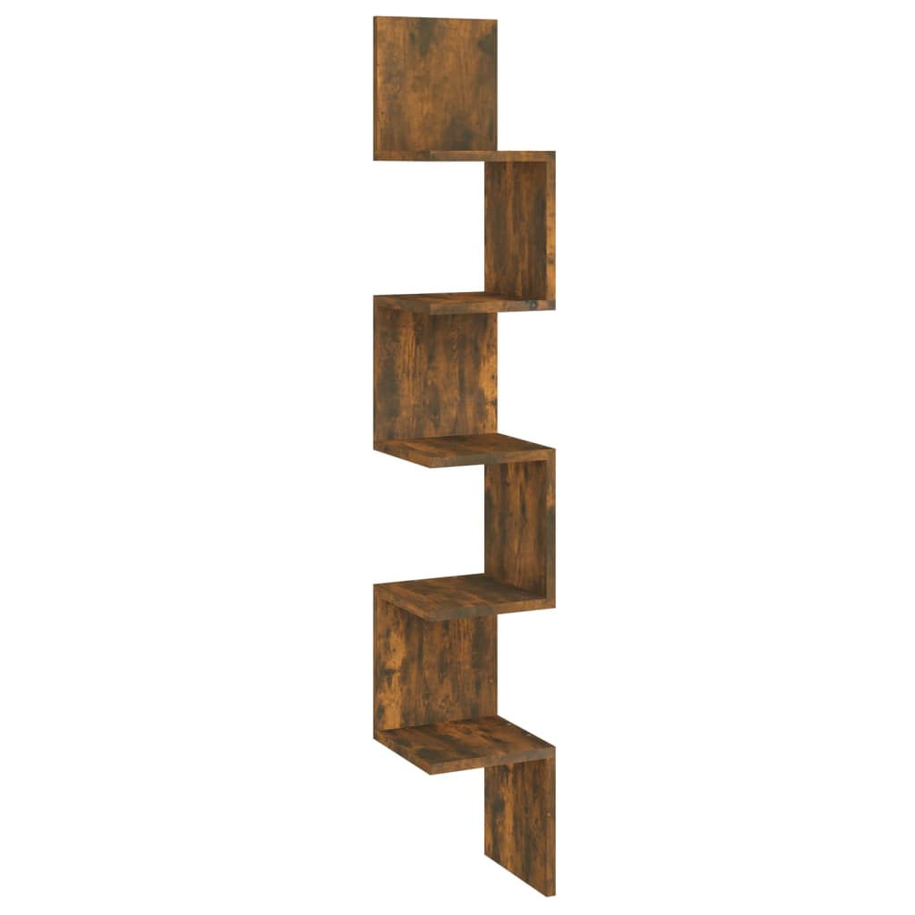 Hoekwandschap 20x20x127,5 cm bewerkt hout gerookt eikenkleurig is nu te koop bij PeponiXL, paradijselijk wonen!