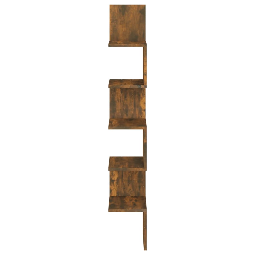 Hoekwandschap 20x20x127,5 cm bewerkt hout gerookt eikenkleurig is nu te koop bij PeponiXL, paradijselijk wonen!