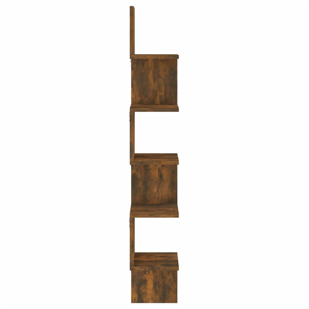Hoekwandschap 20x20x127,5 cm bewerkt hout gerookt eikenkleurig is nu te koop bij PeponiXL, paradijselijk wonen!