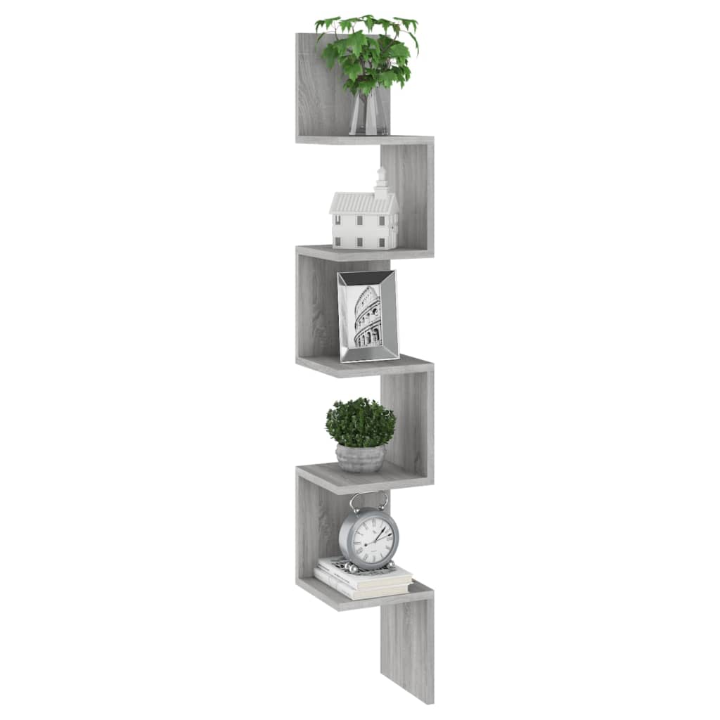 Hoekwandschap 20x20x127,5 cm bewerkt hout grijs sonoma eiken is nu te koop bij PeponiXL, paradijselijk wonen!