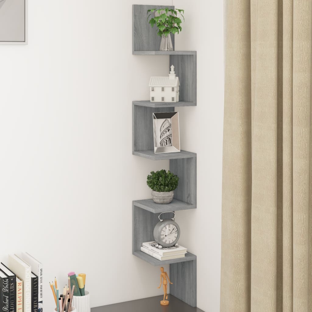 Hoekwandschap 20x20x127,5 cm bewerkt hout grijs sonoma eiken is nu te koop bij PeponiXL, paradijselijk wonen!