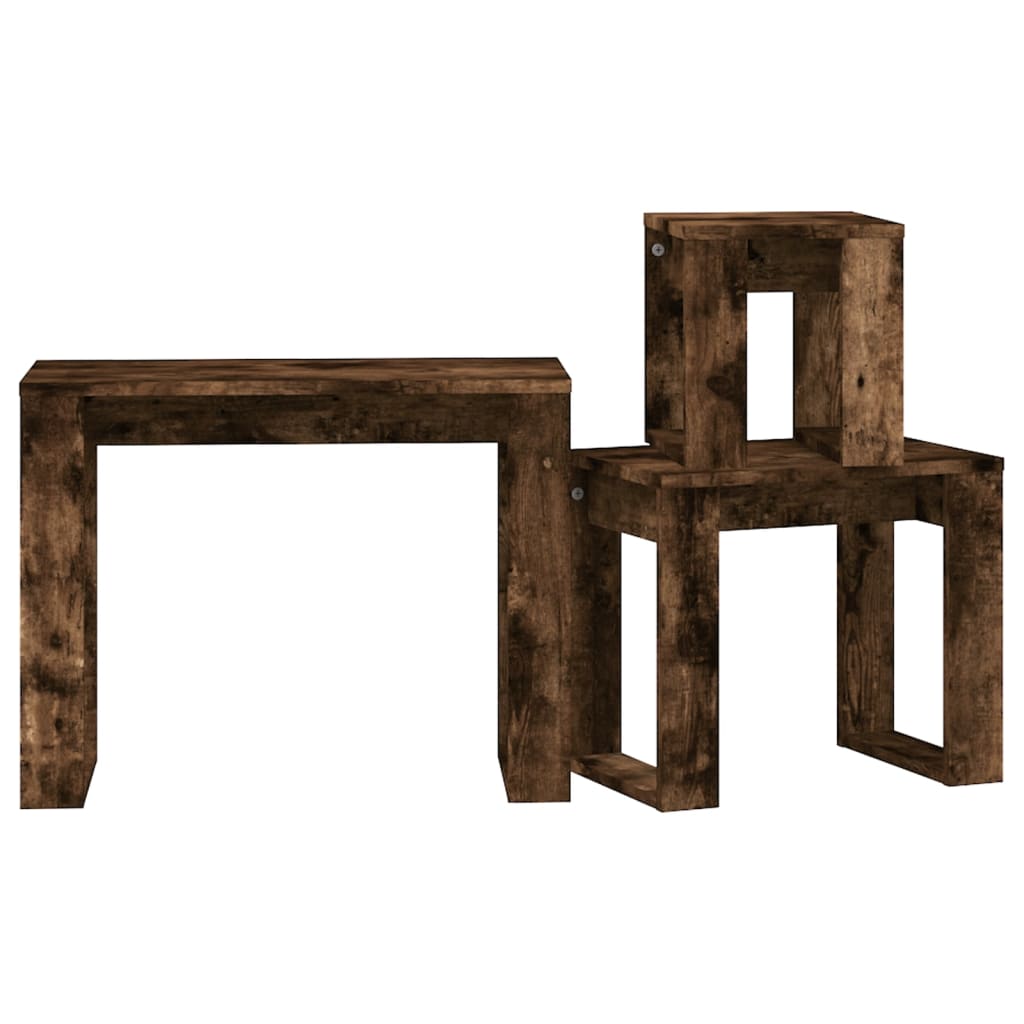 3-delige Tafeltjesset bewerkt hout gerookt eikenkleurig is nu te koop bij PeponiXL, paradijselijk wonen!