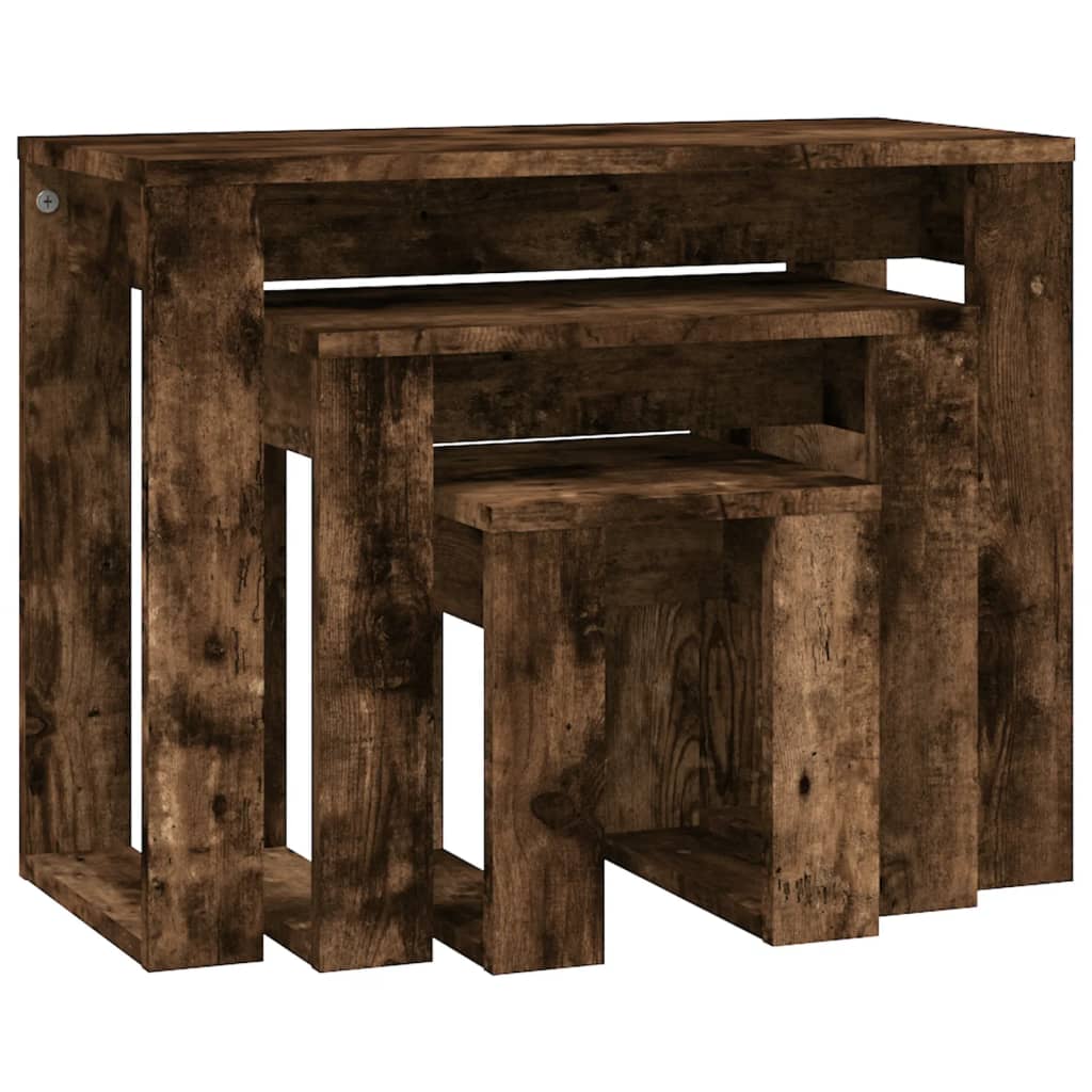3-delige Tafeltjesset bewerkt hout gerookt eikenkleurig is nu te koop bij PeponiXL, paradijselijk wonen!