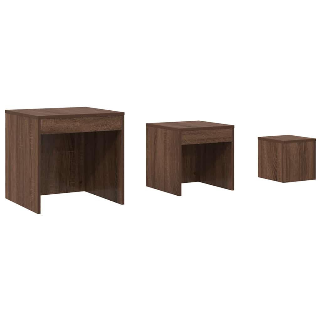 3-delige Tafeltjesset bewerkt hout bruin eikenkleur is nu te koop bij PeponiXL, paradijselijk wonen!