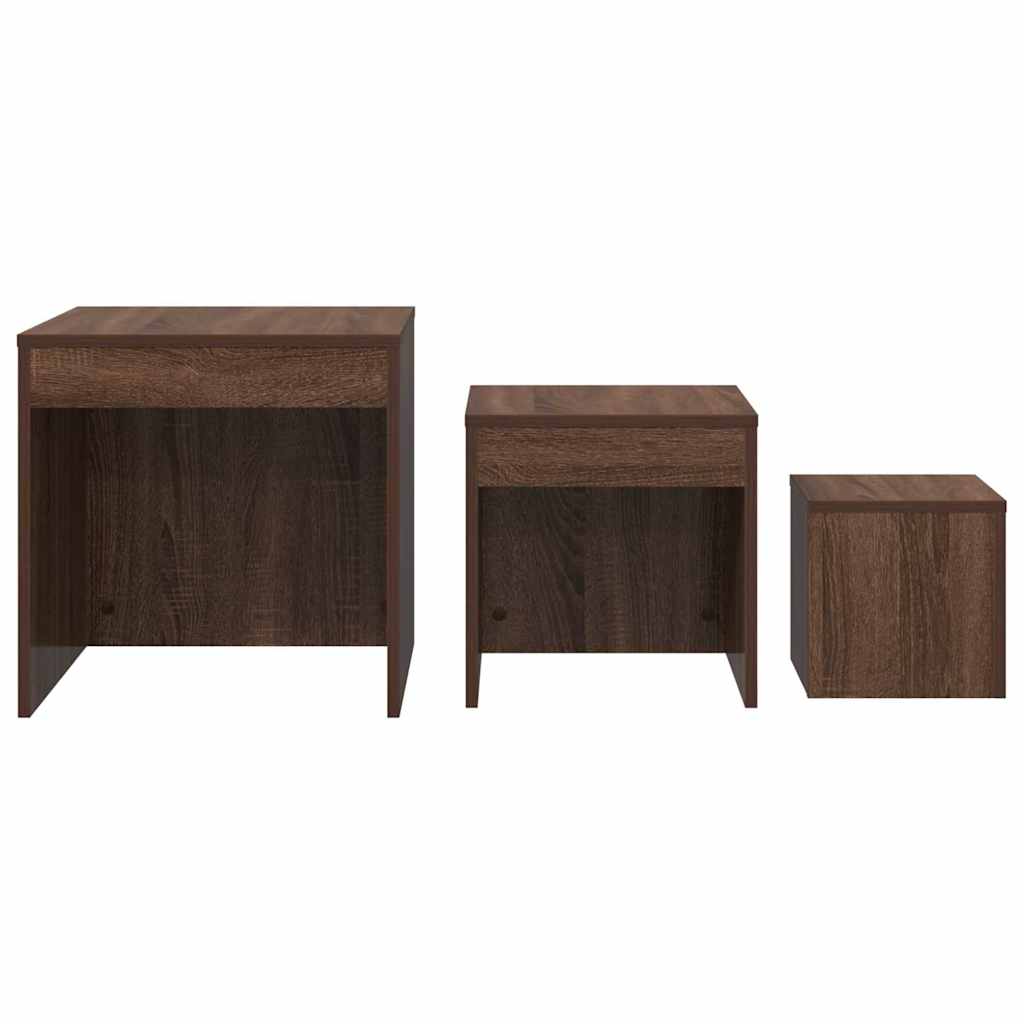 3-delige Tafeltjesset bewerkt hout bruin eikenkleur is nu te koop bij PeponiXL, paradijselijk wonen!