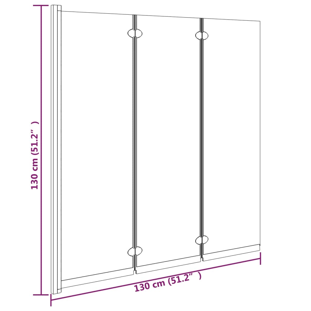 Douchewand inklapbaar 3 panelen 130x130 cm ESG zwart is nu te koop bij PeponiXL, paradijselijk wonen!