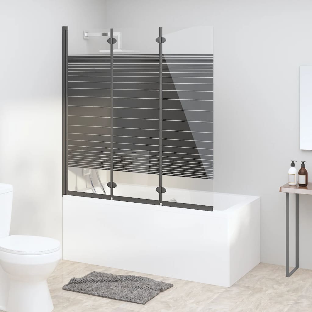 Douchewand inklapbaar 3 panelen 130x130 cm ESG zwart is nu te koop bij PeponiXL, paradijselijk wonen!