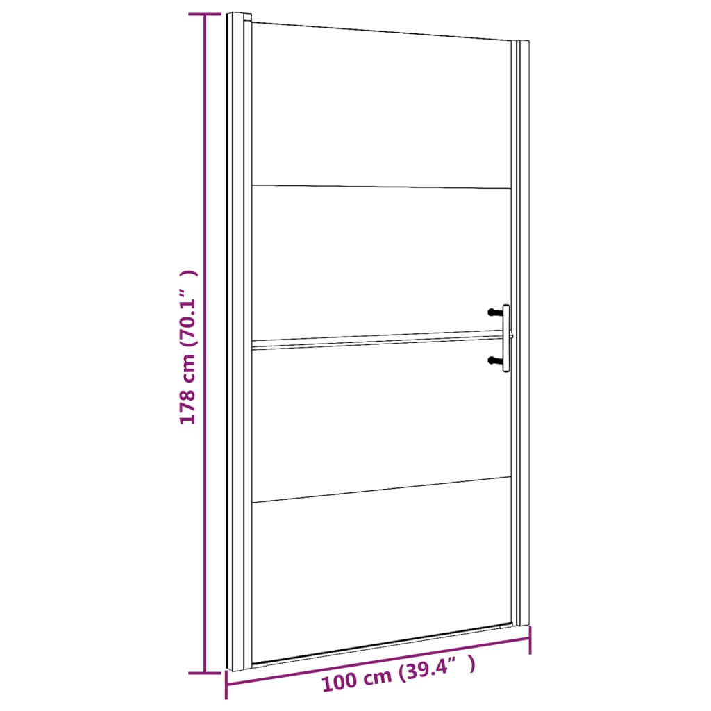 Douchedeur halfmat 100x178 cm gehard glas zwart is nu te koop bij PeponiXL, paradijselijk wonen!