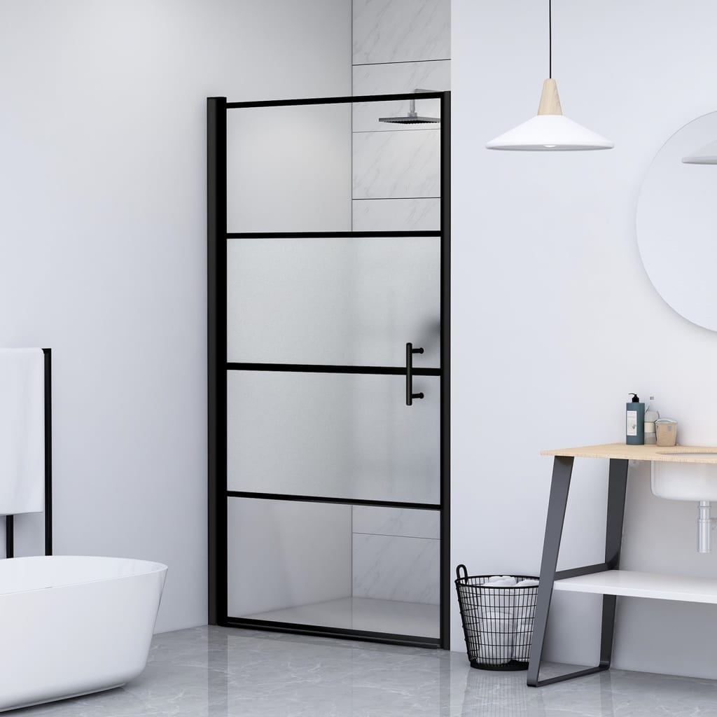 Douchedeur halfmat 100x178 cm gehard glas zwart is nu te koop bij PeponiXL, paradijselijk wonen!