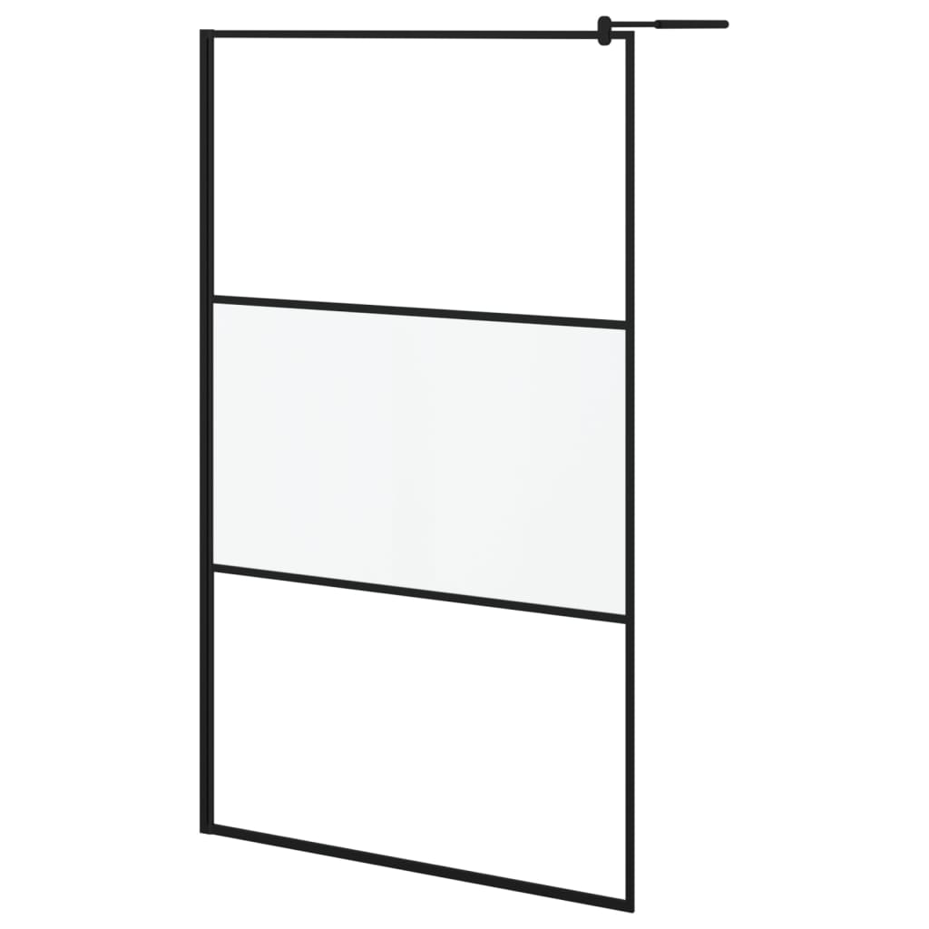 Inloopdouchewand 115x195 cm halfmat ESG-glas zwart is nu te koop bij PeponiXL, paradijselijk wonen!