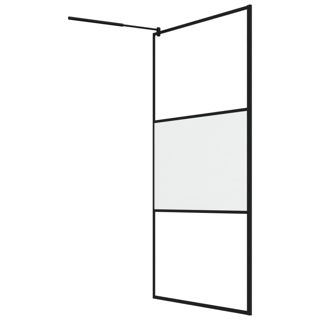 Inloopdouchewand 115x195 cm halfmat ESG-glas zwart is nu te koop bij PeponiXL, paradijselijk wonen!