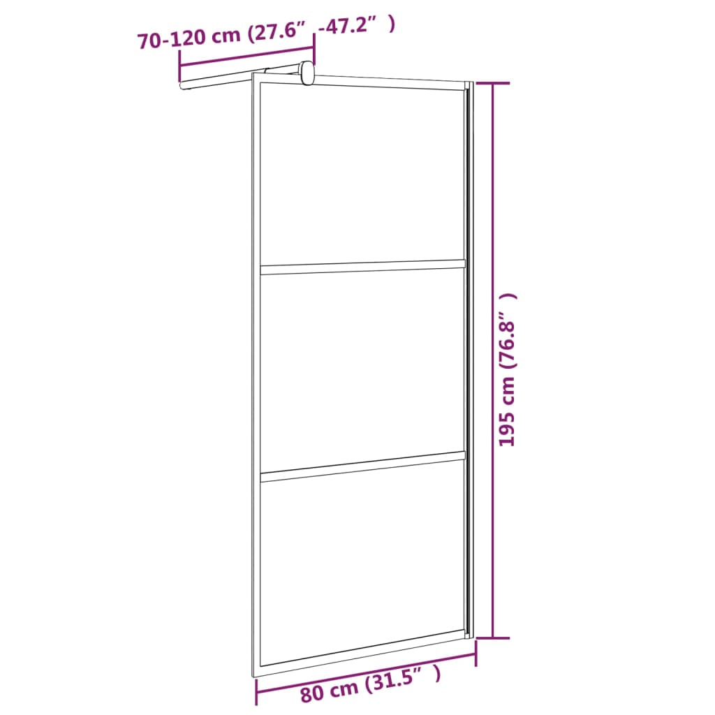 Inloopdouchewand 80x195 cm mat ESG-glas zwart is nu te koop bij PeponiXL, paradijselijk wonen!