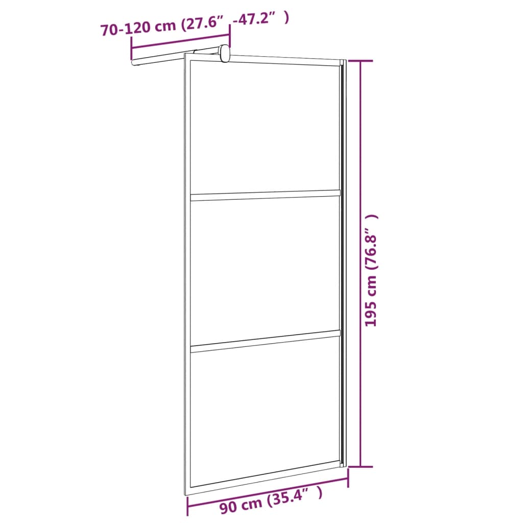 Inloopdouchewand 90x195 cm mat ESG-glas zwart is nu te koop bij PeponiXL, paradijselijk wonen!