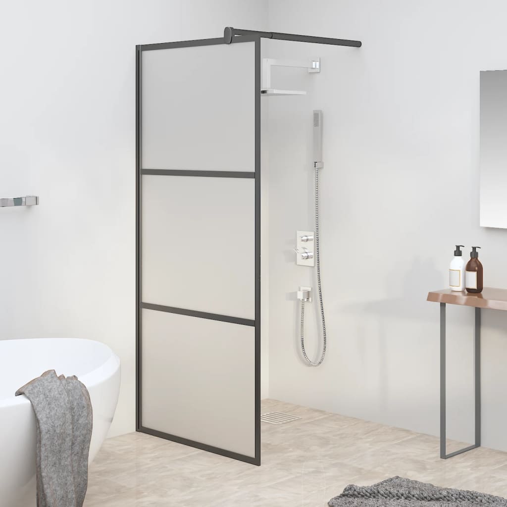 Inloopdouchewand 90x195 cm mat ESG-glas zwart is nu te koop bij PeponiXL, paradijselijk wonen!