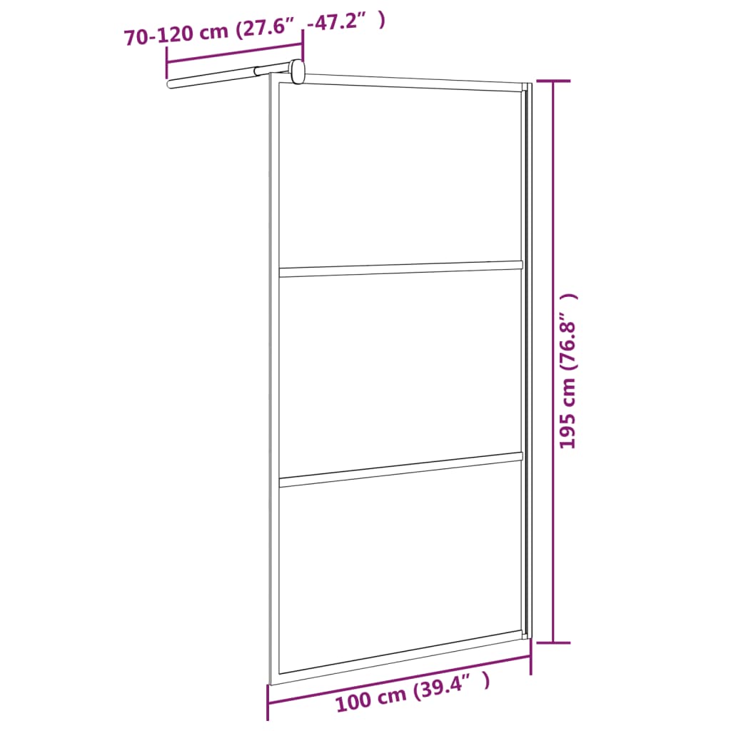 Inloopdouchewand 100x195 cm mat ESG-glas zwart is nu te koop bij PeponiXL, paradijselijk wonen!