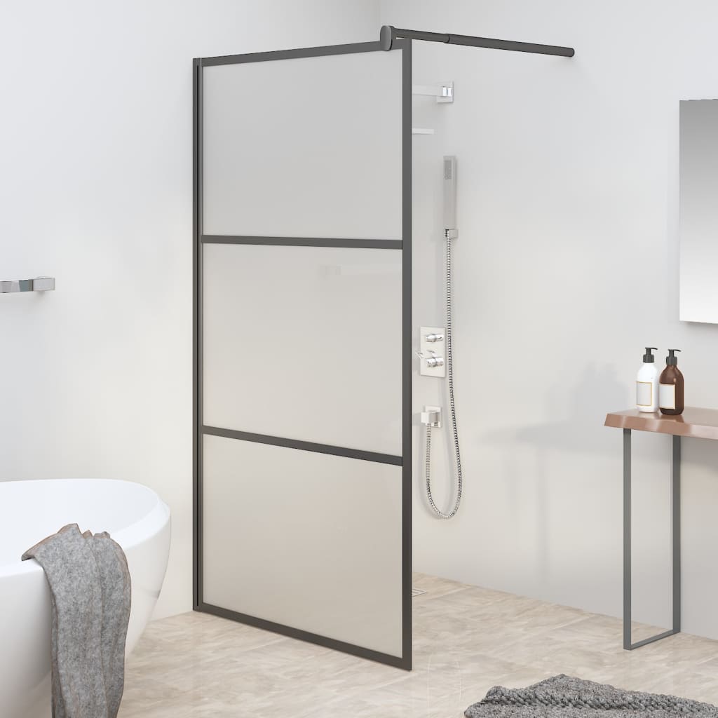 Inloopdouchewand 100x195 cm mat ESG-glas zwart is nu te koop bij PeponiXL, paradijselijk wonen!
