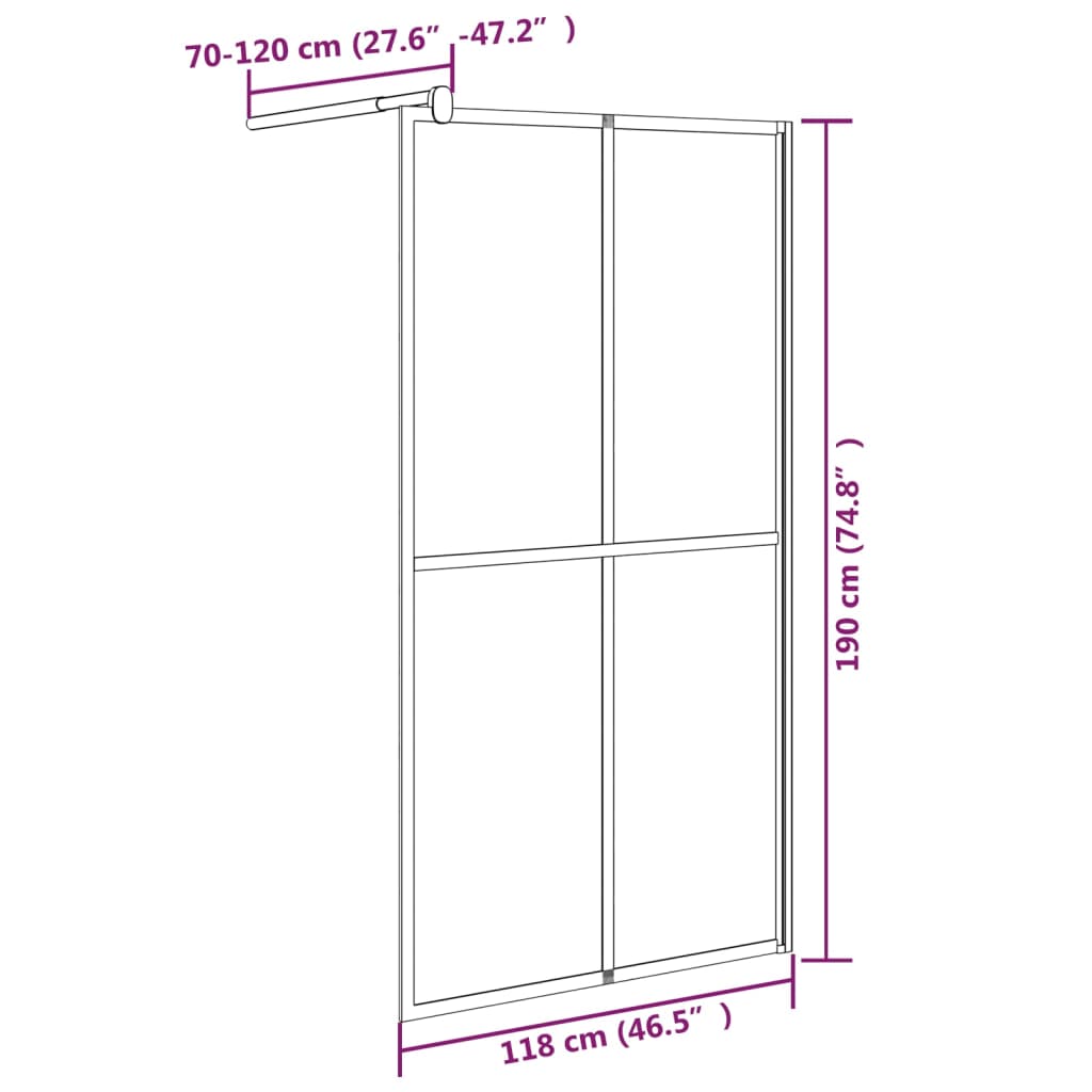 Inloopdouchescherm 118x190 cm donker gehard glas is nu te koop bij PeponiXL, paradijselijk wonen!