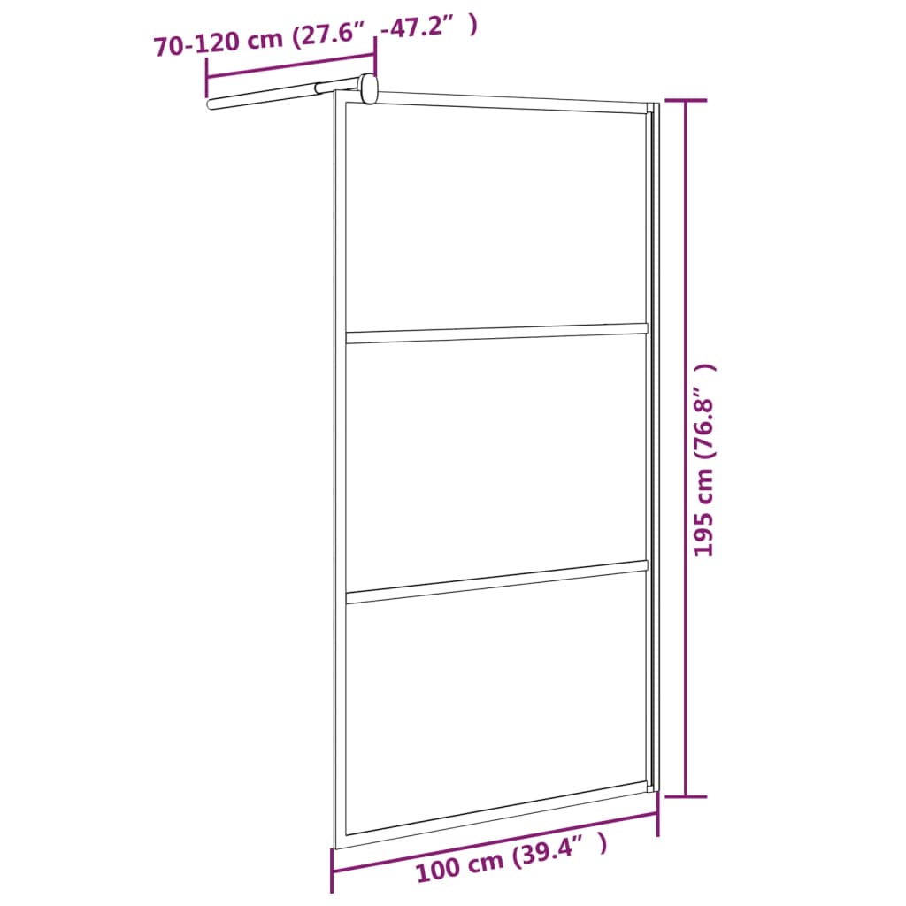 Inloopdouchewand 100x195 cm donker ESG-glas zwart is nu te koop bij PeponiXL, paradijselijk wonen!