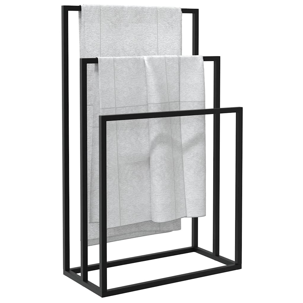 Handdoekenrek vrijstaand 48x24x79 cm ijzer zwart is nu te koop bij PeponiXL, paradijselijk wonen!