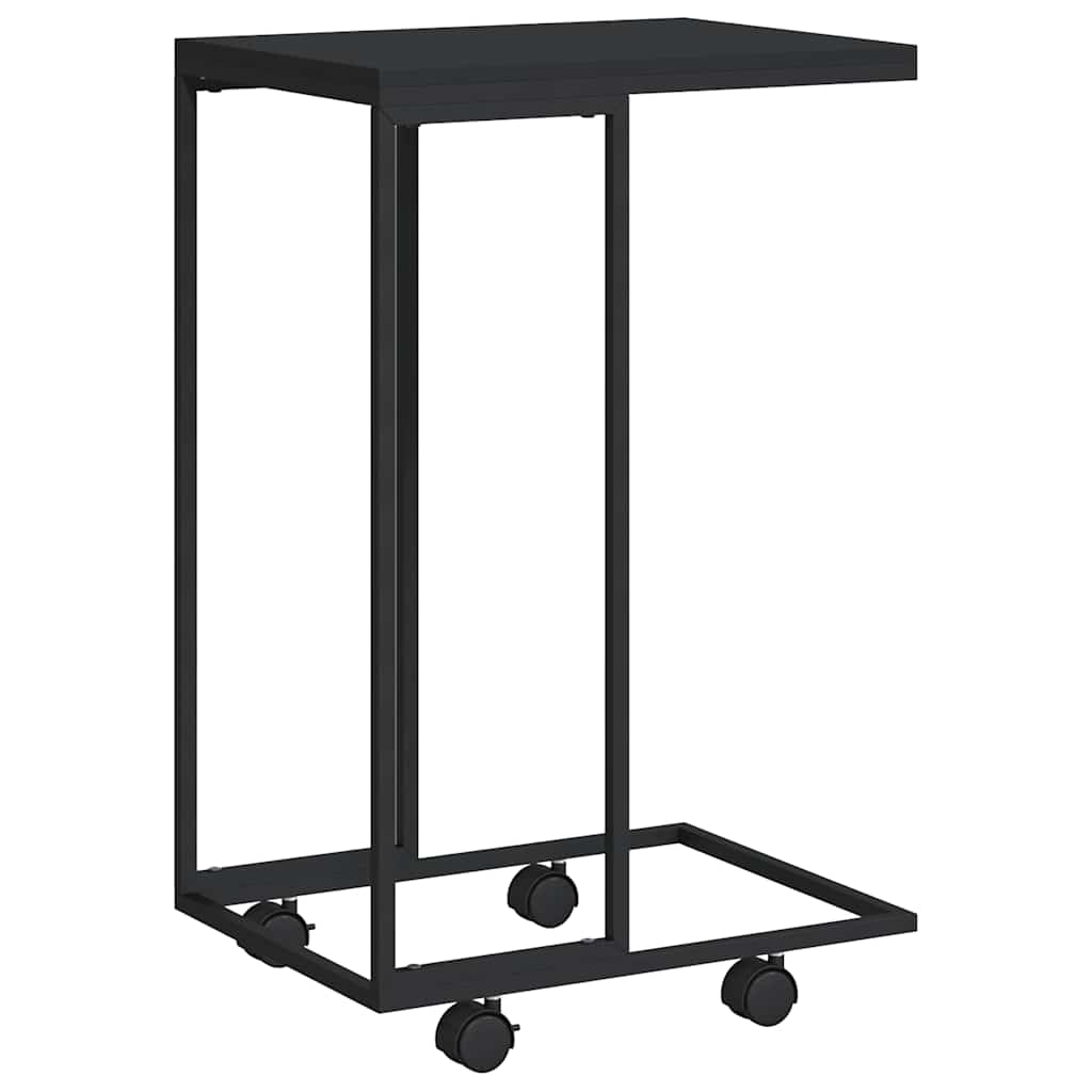 Bijzettafel met wieltjes 40x30x63,5 bewerkt hout zwart is nu te koop bij PeponiXL, paradijselijk wonen!