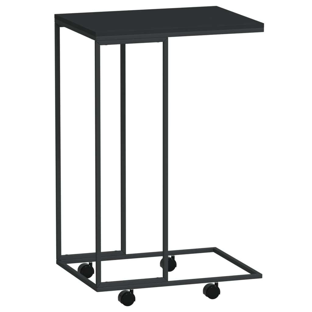 Bijzettafel met wieltjes 40x30x63,5 bewerkt hout zwart is nu te koop bij PeponiXL, paradijselijk wonen!