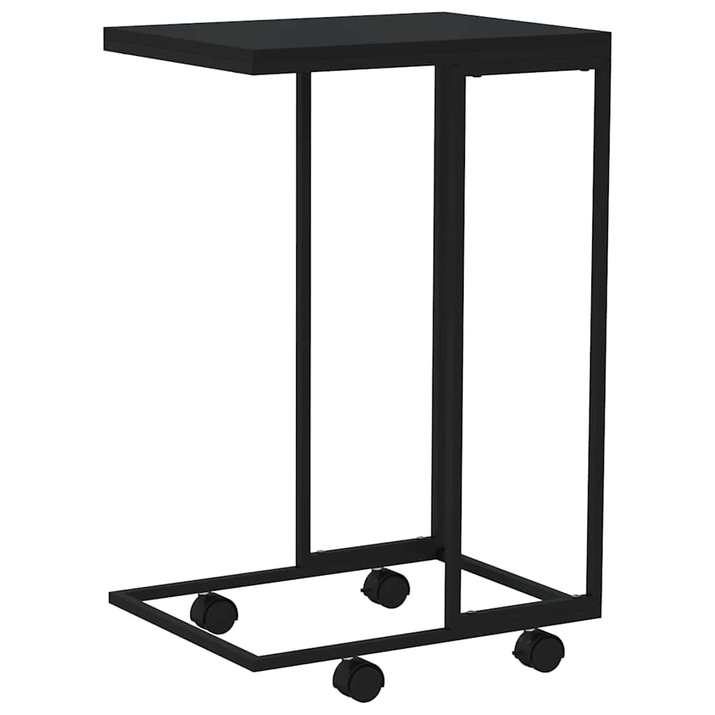 Bijzettafel met wieltjes 40x30x63,5 bewerkt hout zwart is nu te koop bij PeponiXL, paradijselijk wonen!