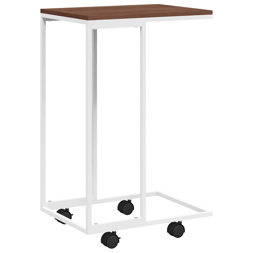 Bijzettafel met wieltjes 40x30x63,5 bewerkt hout wit en bruin is nu te koop bij PeponiXL, paradijselijk wonen!
