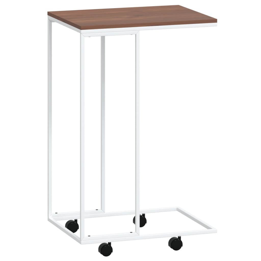 Bijzettafel met wieltjes 40x30x63,5 bewerkt hout wit en bruin is nu te koop bij PeponiXL, paradijselijk wonen!