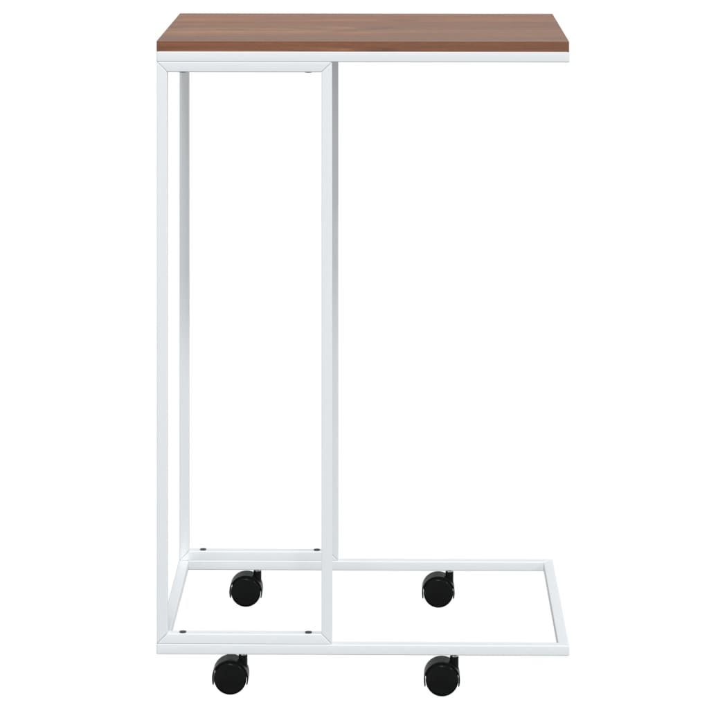 Bijzettafel met wieltjes 40x30x63,5 bewerkt hout wit en bruin is nu te koop bij PeponiXL, paradijselijk wonen!