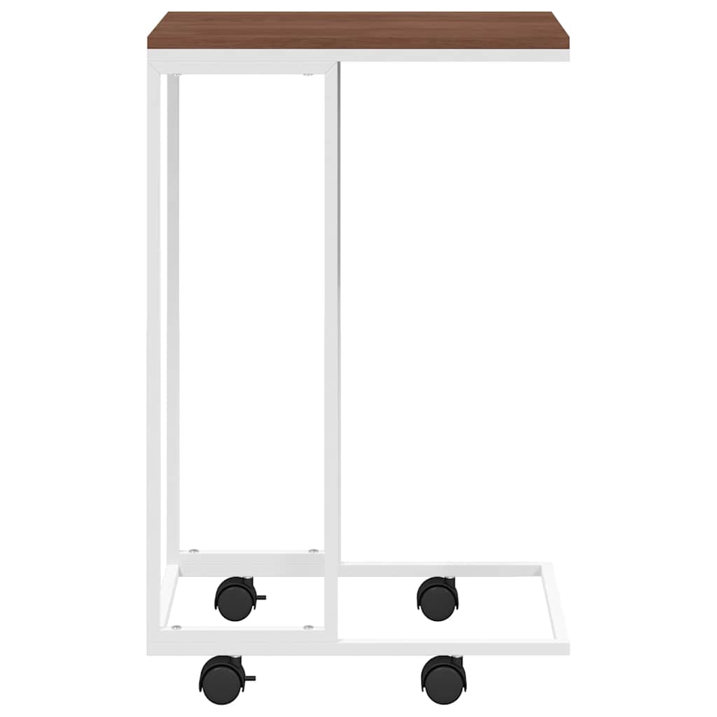 Bijzettafel met wieltjes 40x30x63,5 bewerkt hout wit en bruin is nu te koop bij PeponiXL, paradijselijk wonen!