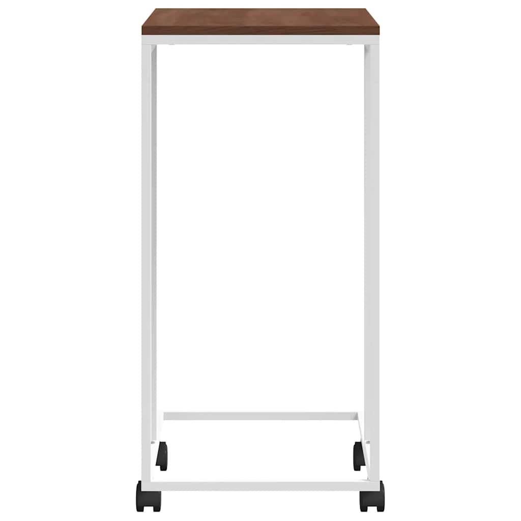 Bijzettafel met wieltjes 40x30x63,5 bewerkt hout wit en bruin is nu te koop bij PeponiXL, paradijselijk wonen!