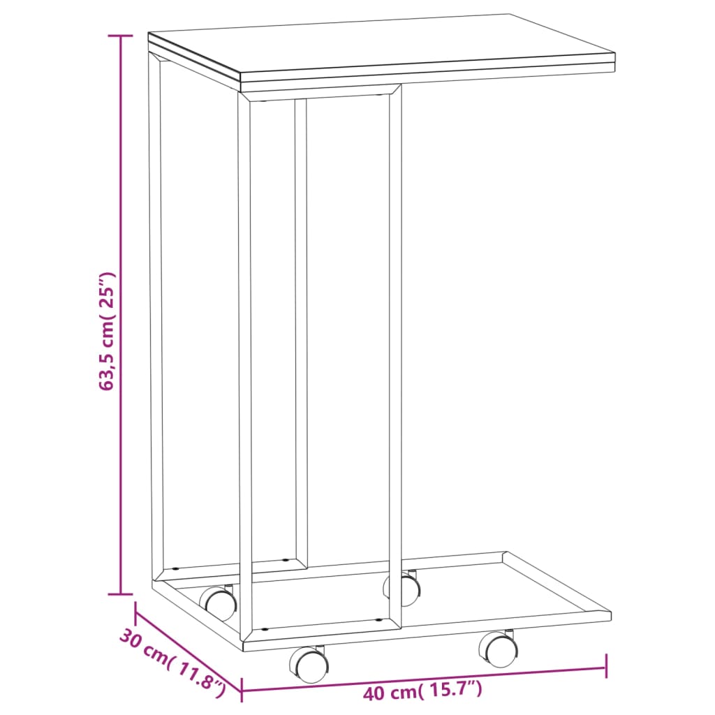 Bijzettafel met wieltjes 40x30x63,5 bewerkt hout wit en bruin is nu te koop bij PeponiXL, paradijselijk wonen!