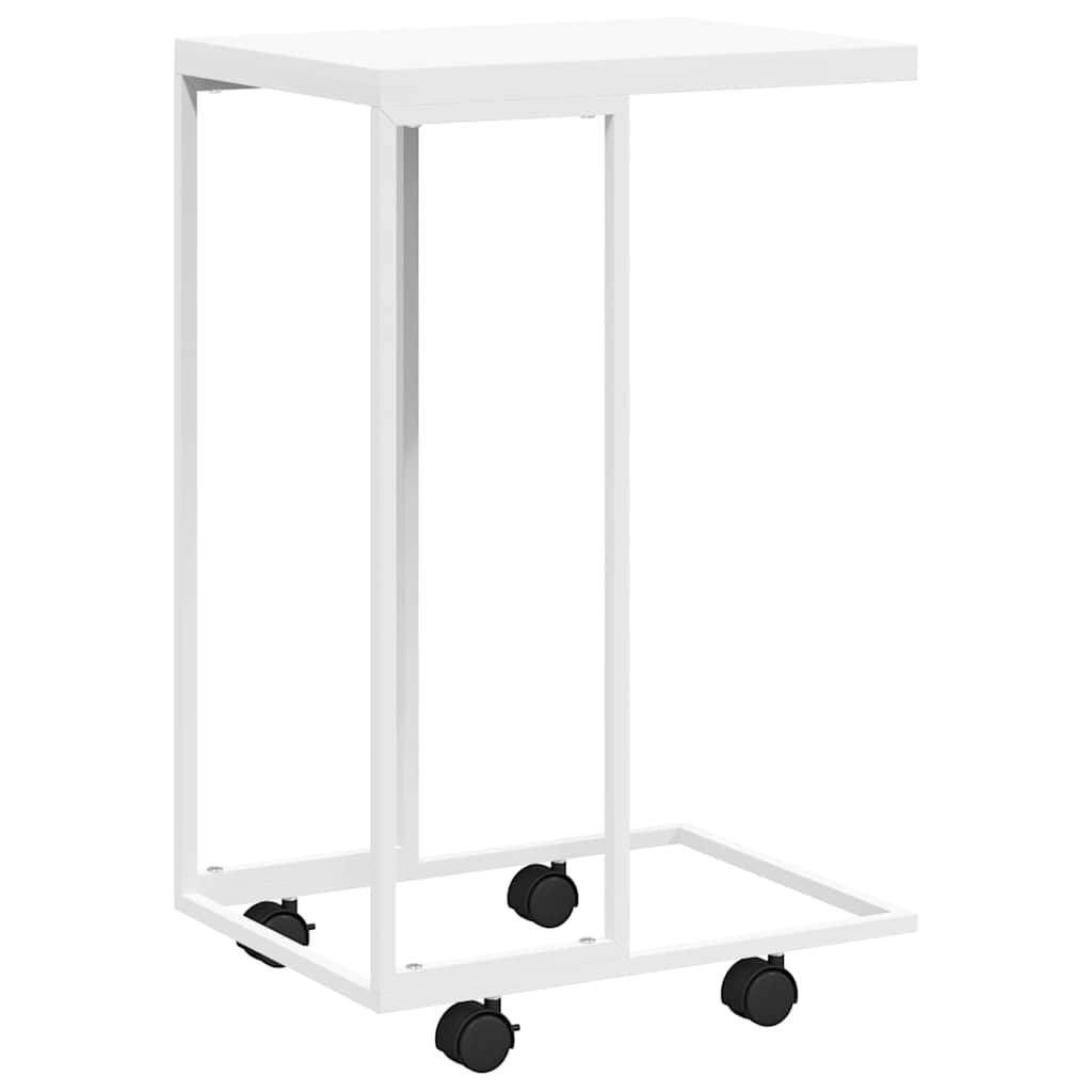 Bijzettafel met wieltjes 40x30x63,5 bewerkt hout wit is nu te koop bij PeponiXL, paradijselijk wonen!