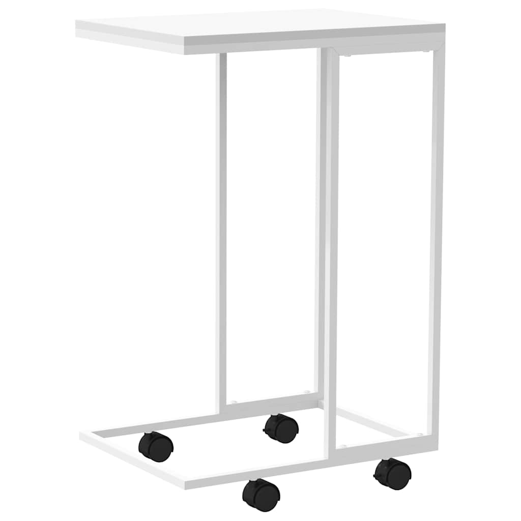 Bijzettafel met wieltjes 40x30x63,5 bewerkt hout wit is nu te koop bij PeponiXL, paradijselijk wonen!